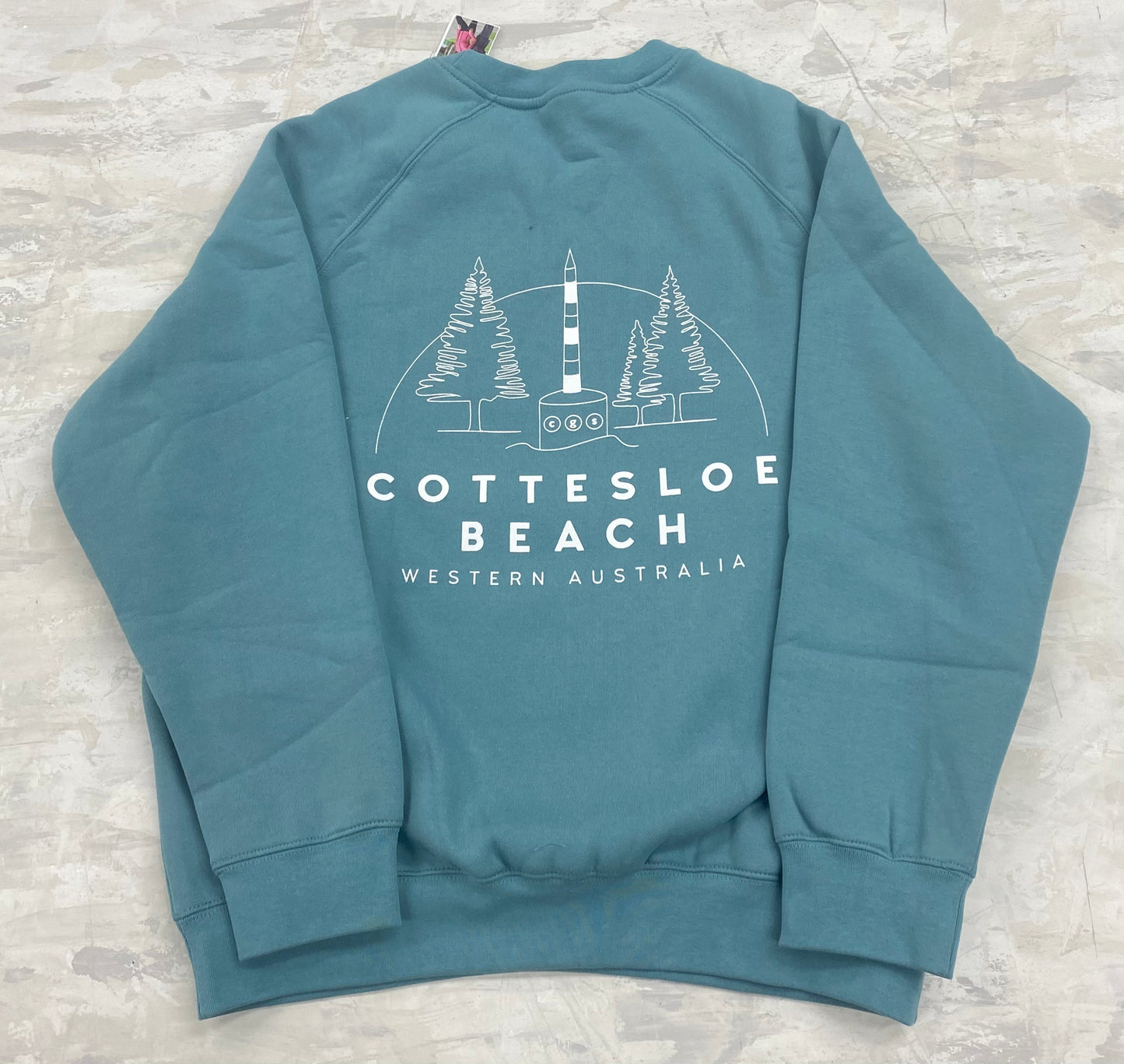 Slate Green Unisex Back Logo Crew Neck - White Logo