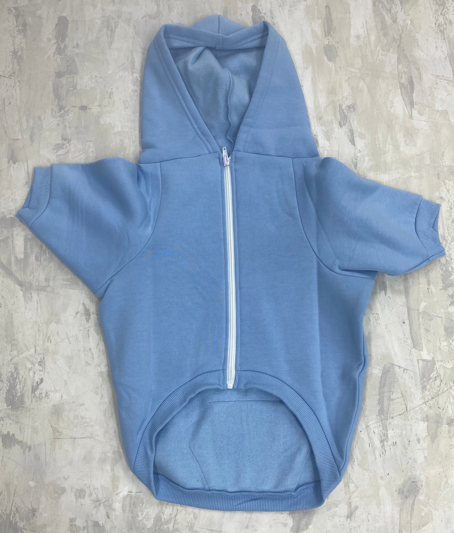 Dog Hoodie Sky Blue - Orange Text