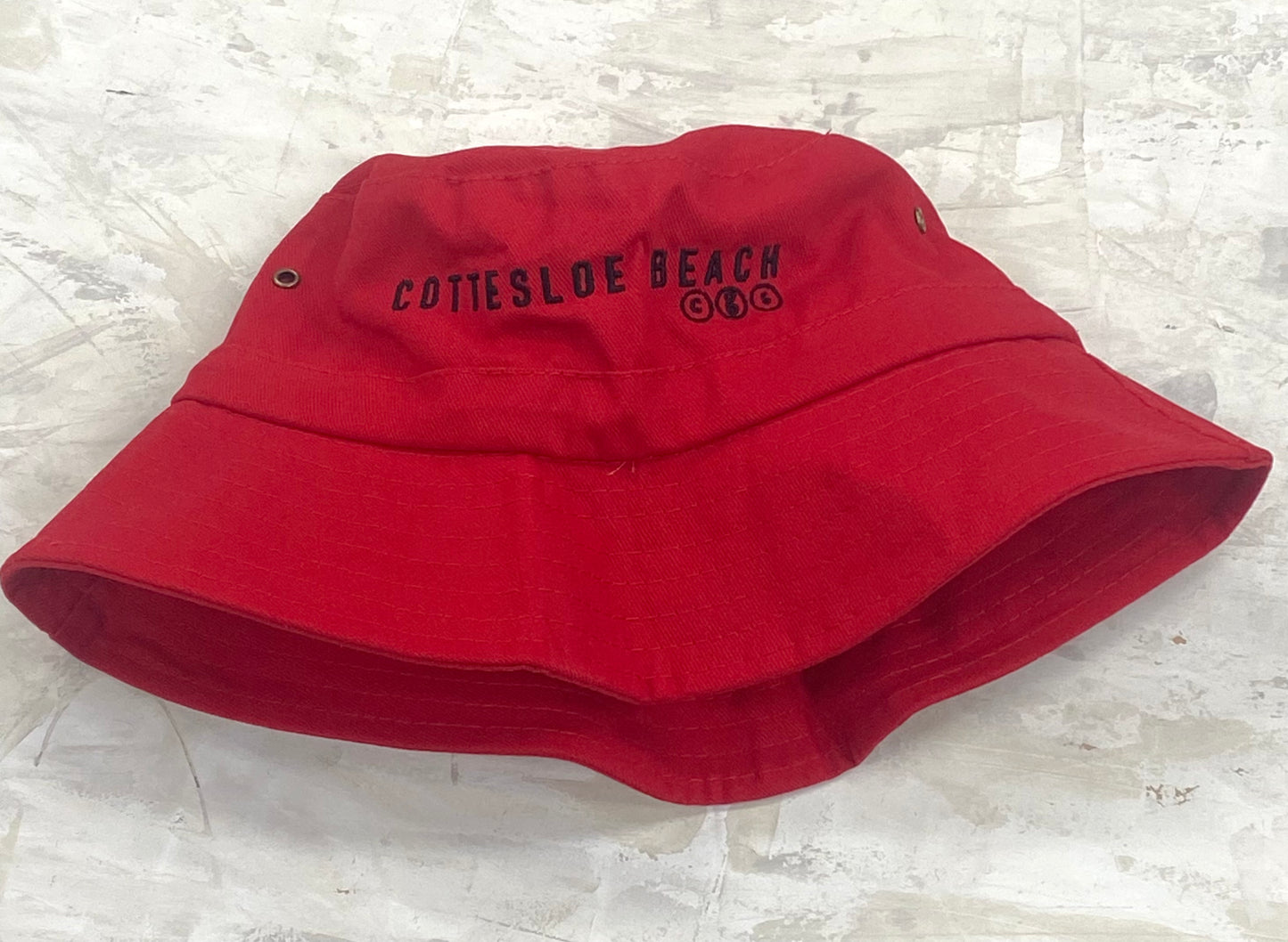 Red Bucket Hat - Black Text