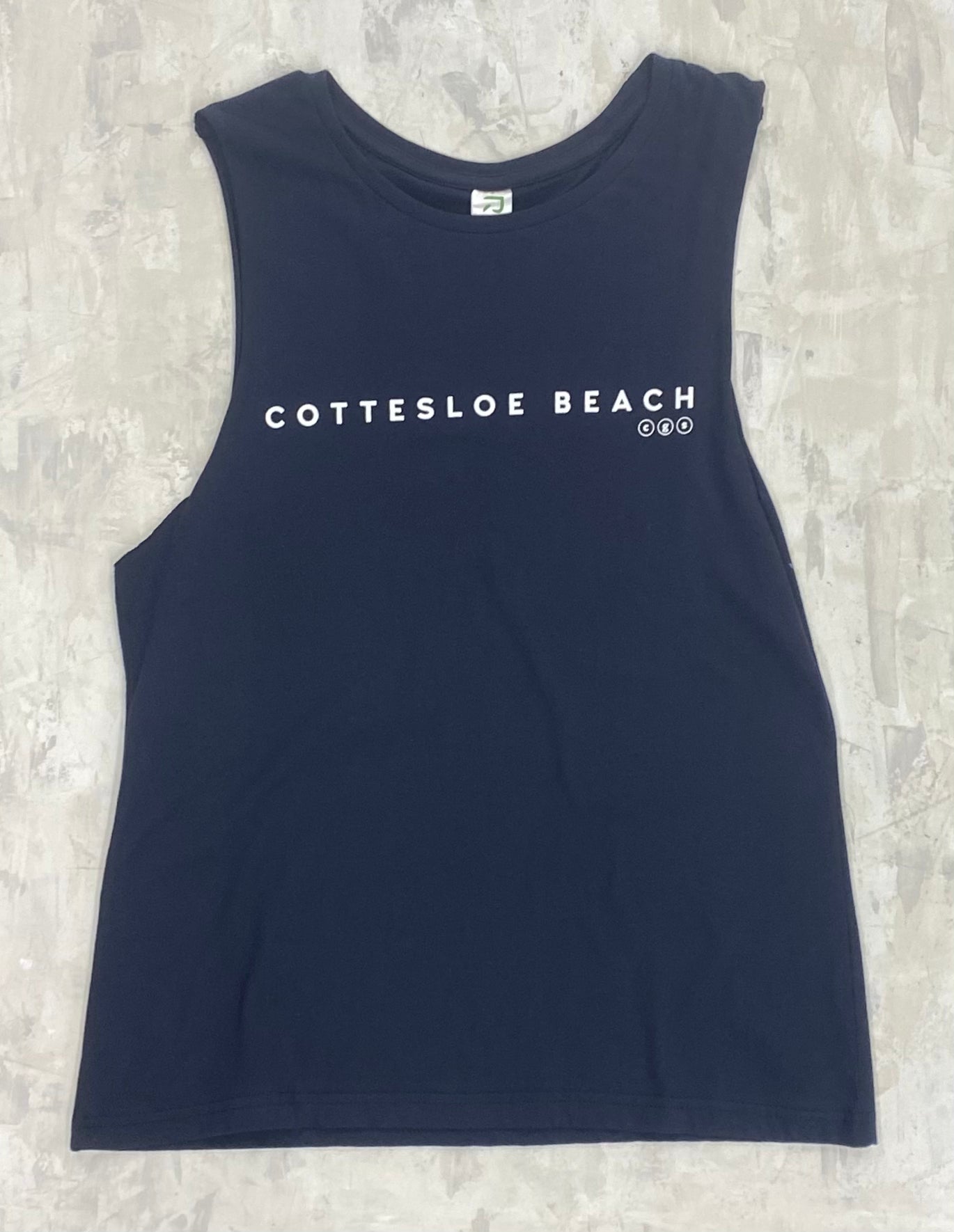 Navy Muscle Tee - White Writing