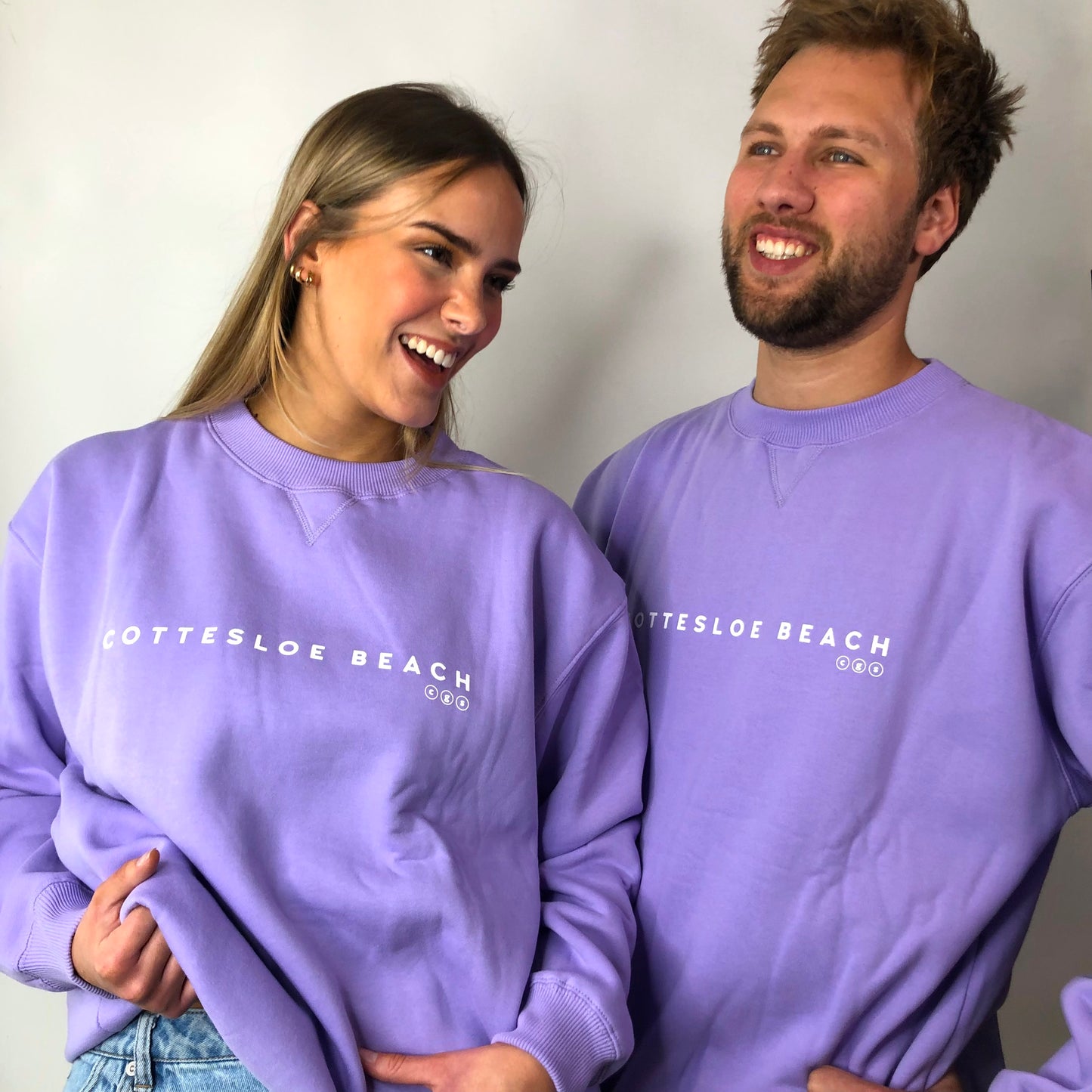 Lavender Unisex Crew Neck - White Text