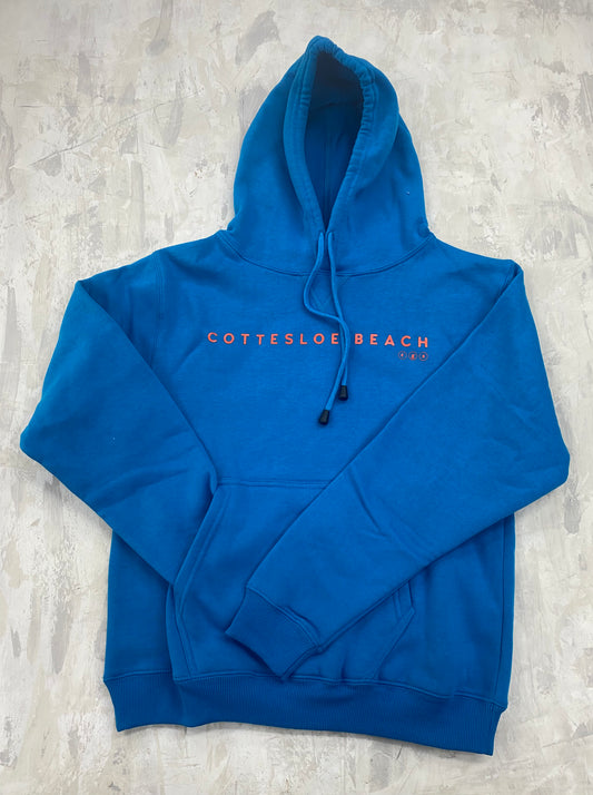 Azure Blue Unisex Hoodie - Orange Text