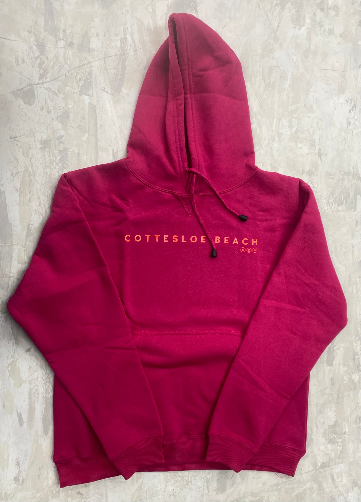 Hot Pink Unisex Hoodie - Orange Text