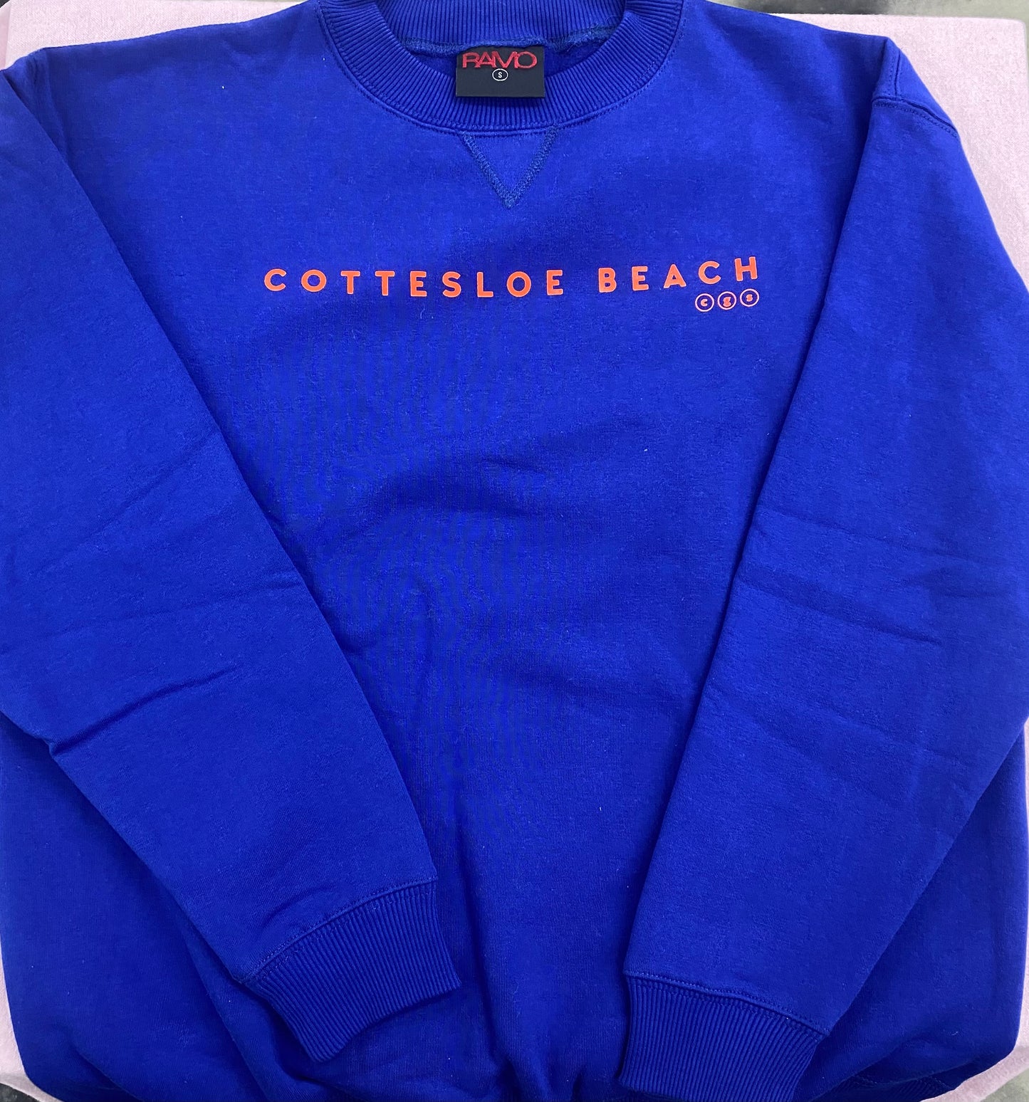 Royal Blue Unisex Crew Neck - Orange Text