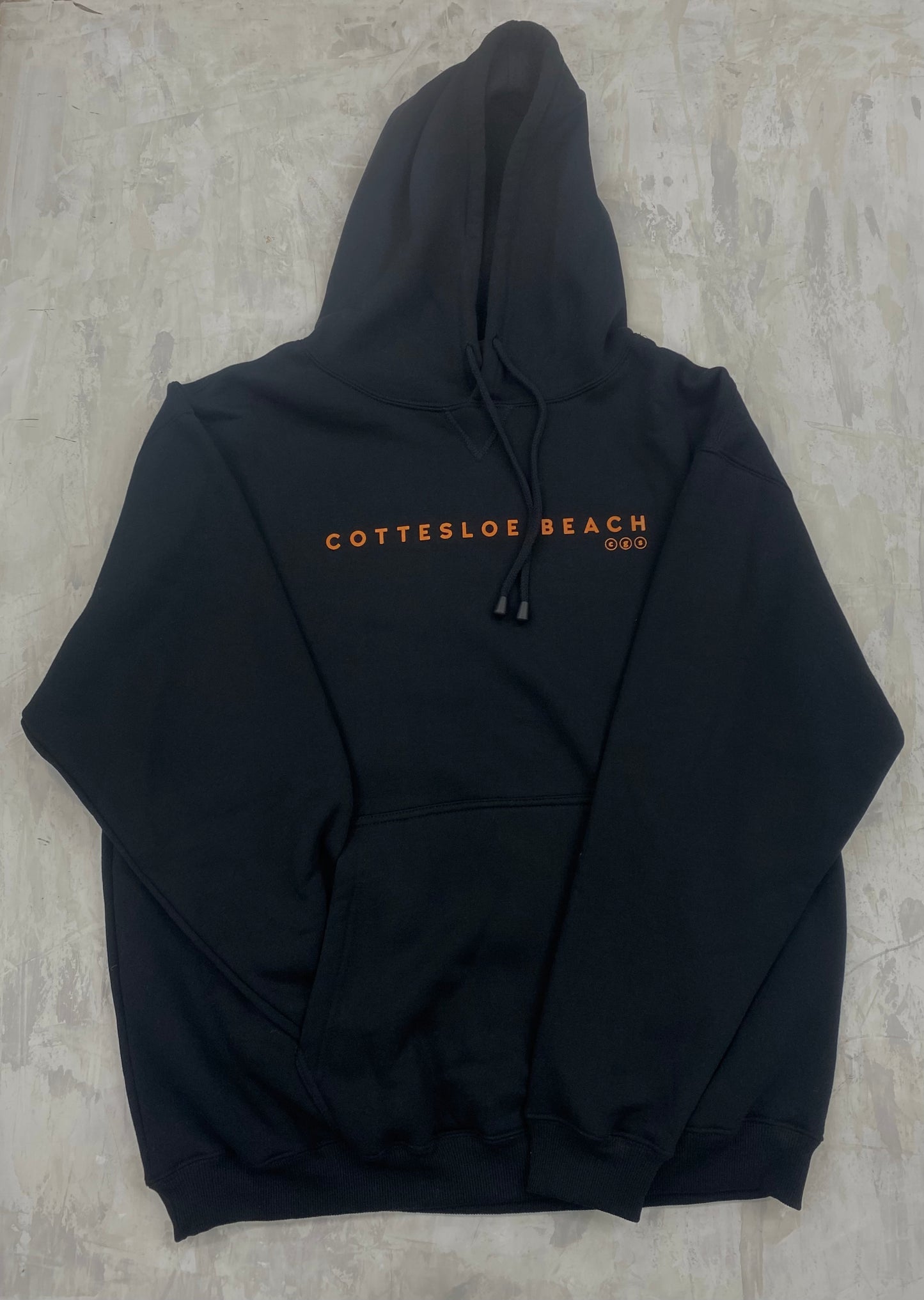 Black Unisex Hoodie - Orange Text