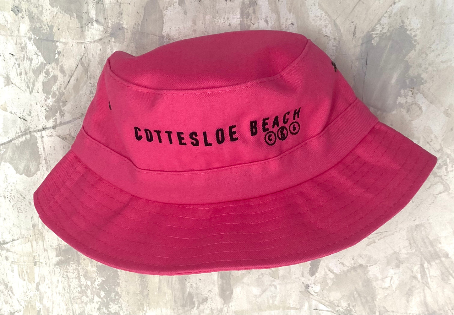 Hot Pink Bucket Hat - Black Text