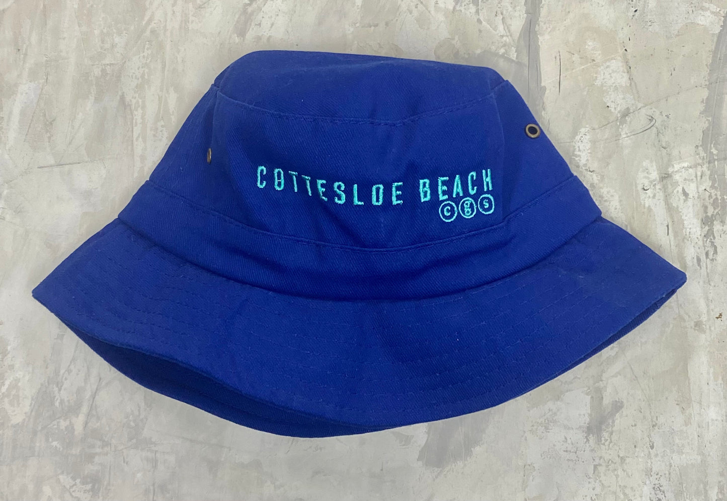 Royal Blue Bucket Hat - Aqua Text