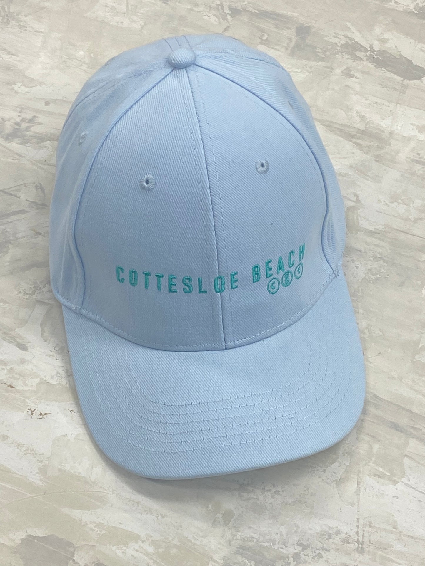 Powder Blue Cap - Green Text