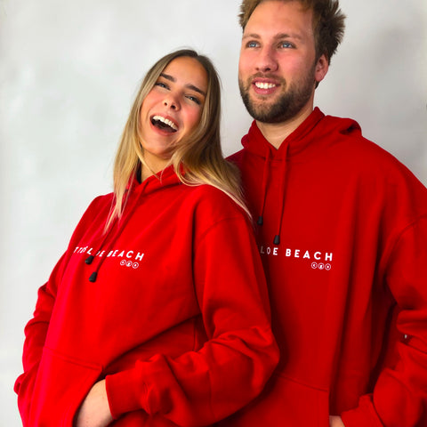 Unisex Red Hoodie - White Text