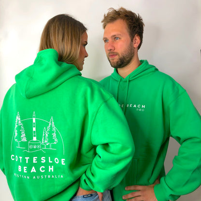 Unisex Back Illustration Emerald Green Hoodie