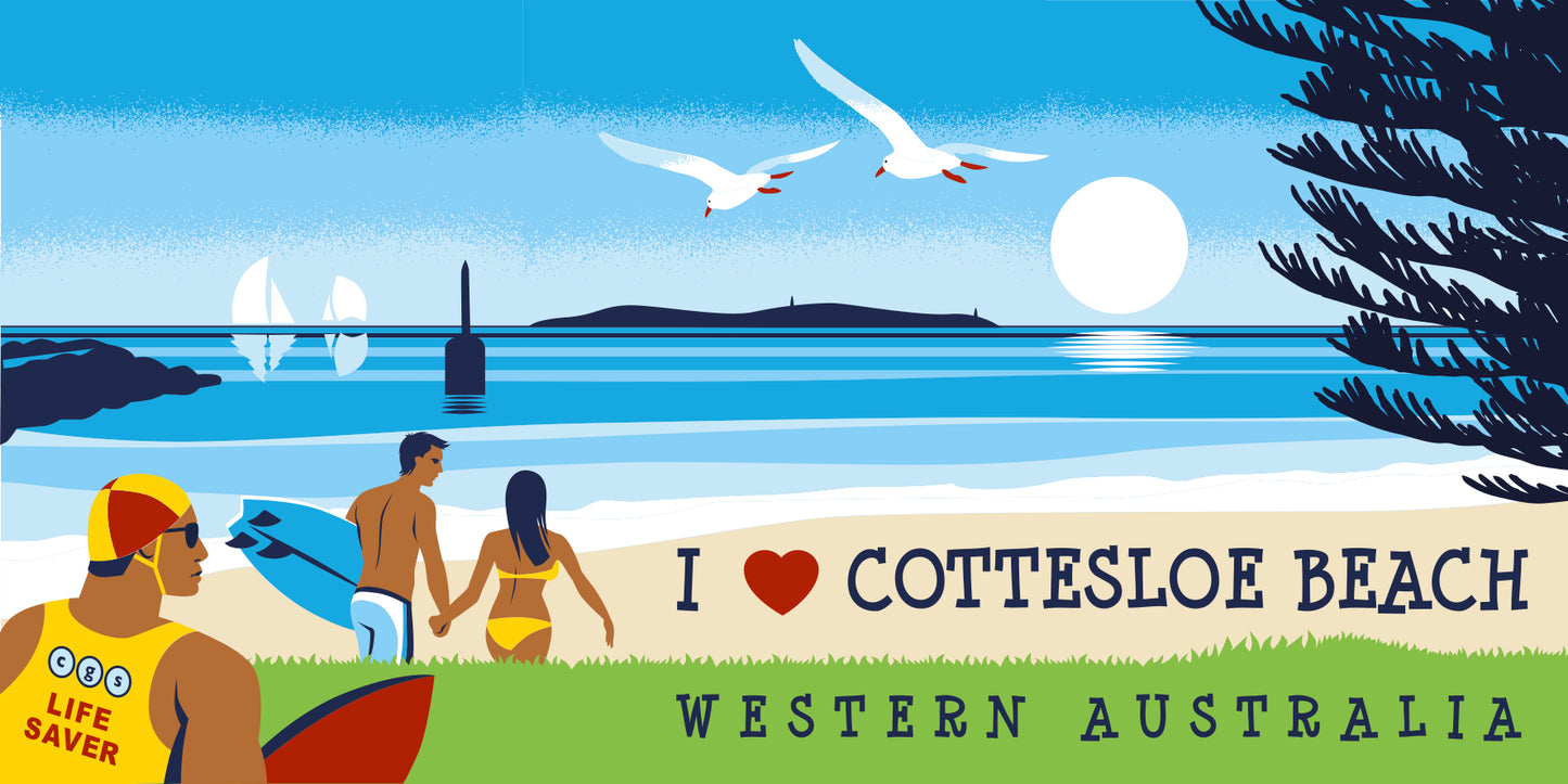 Cottesloe Illustration Beach Towel